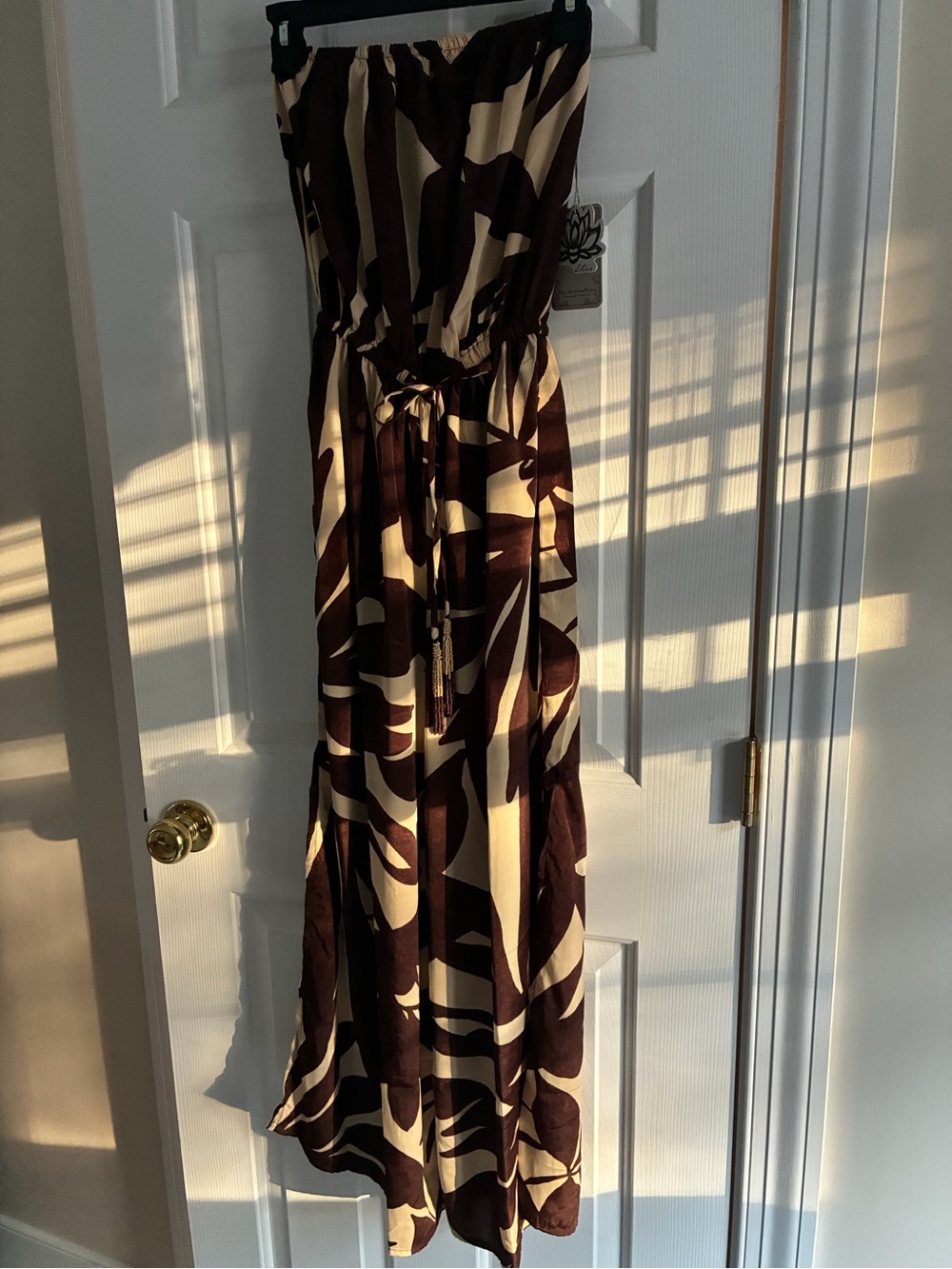 True Destinations Sleeveless Brown & Cream Printed Romper
